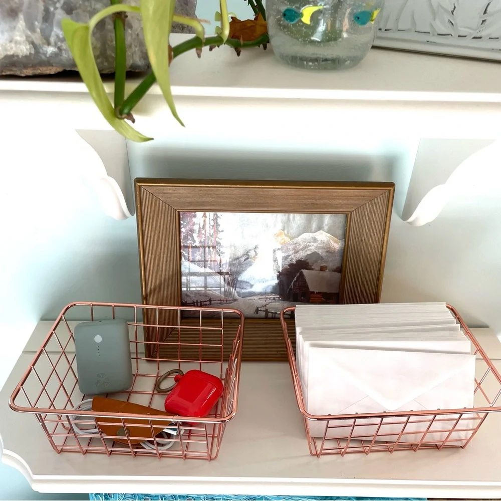 2 Rose Gold Storage Baskets - Picture 2 of 8